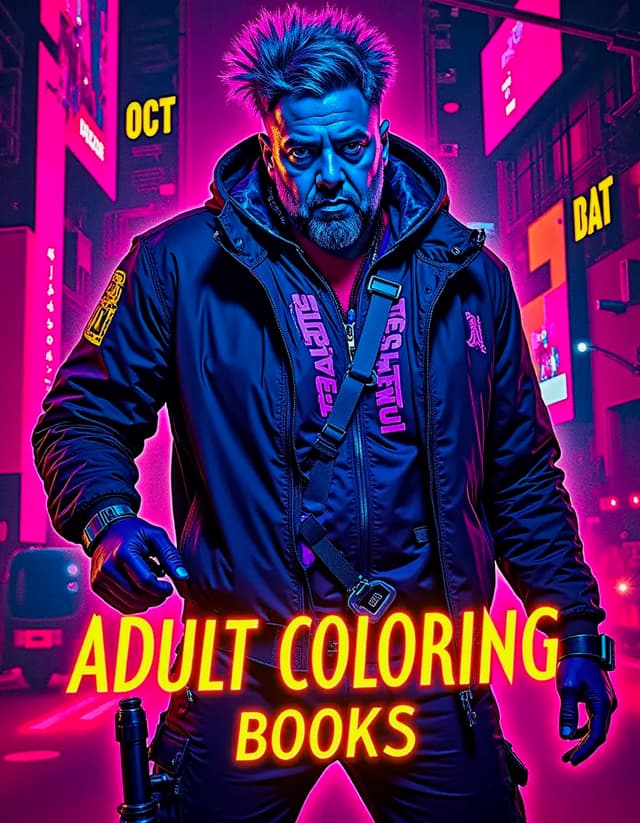 Cyberpunk Style Adult Coloring Page